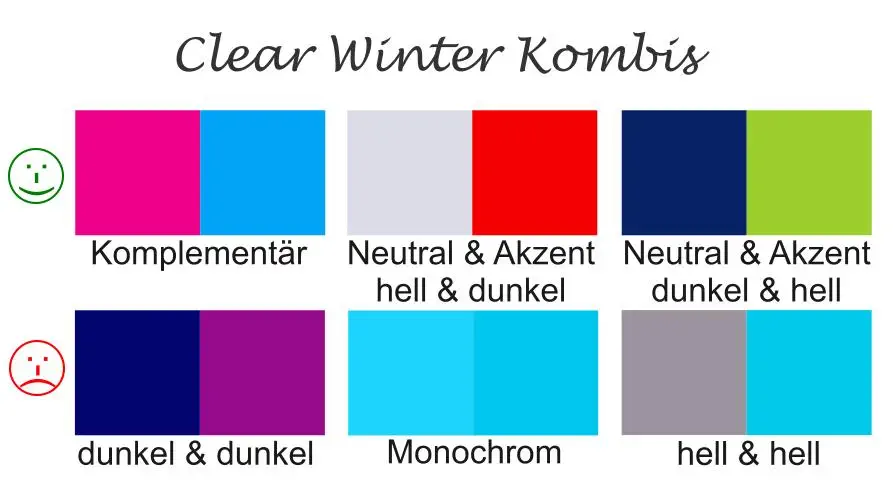 Clear Winter Kleidung Farbkombinationen