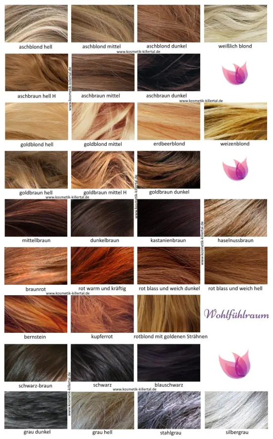 Haarfarben für Farbtypen
