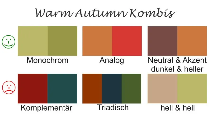 Warm Autumn Kleidung Farbkombinationen